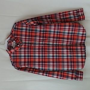 Old Navy The Classic Shirt Long Sleeve Button Down XL Red White Blue Plaid